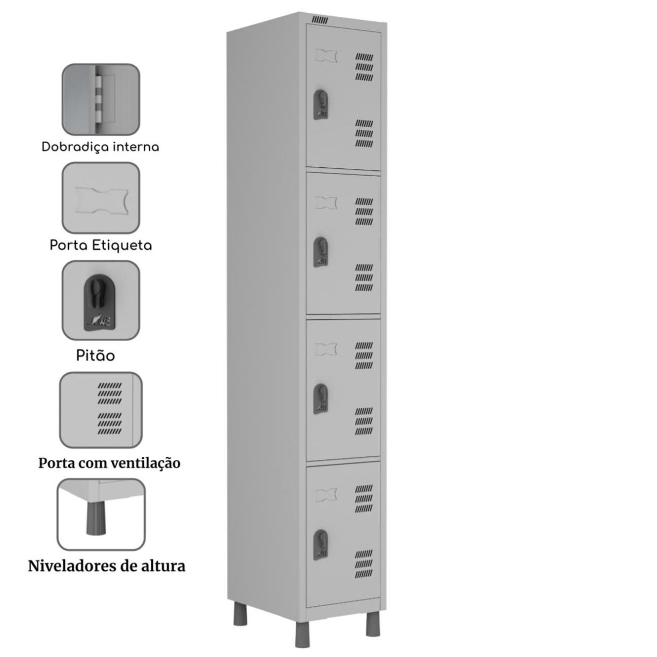 Roupeiro Locker De A O C Portas Pequenas M W