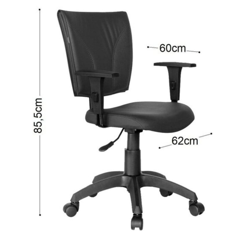 Cadeira B-ONE Giratória com Braços Reguláveis – Cor Preta 31009 CADEIRAS RENOVA 6