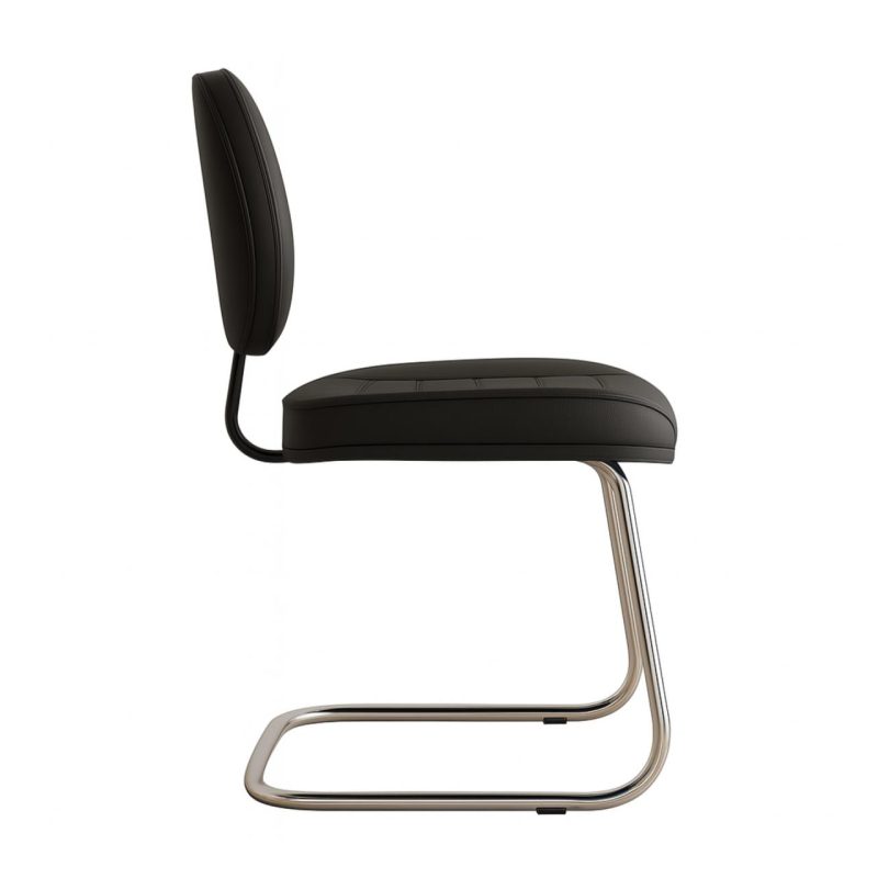 Cadeira Executiva COSTURADA Base em “S” Cromada – Corino Preto 31016 CADEIRAS RENOVA 3