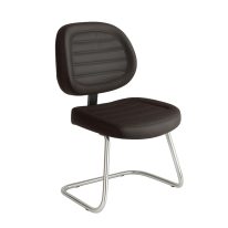 Cadeira Executiva COSTURADA Base em "S" Cromada - Corino Preto 31016