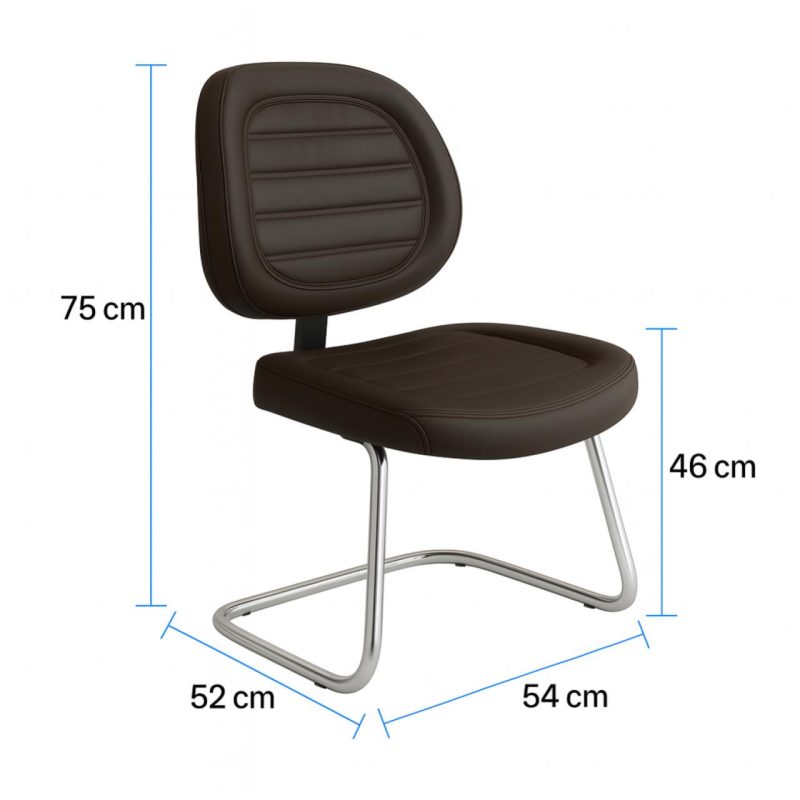 Cadeira Executiva COSTURADA Base em “S” Cromada – Corino Preto 31016 CADEIRAS RENOVA 6