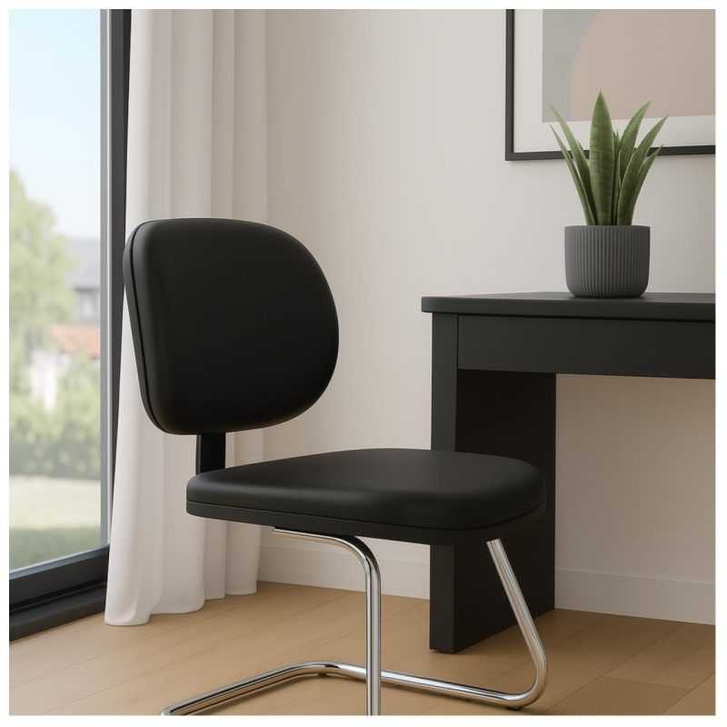 Cadeira Executiva LISA Base em “S” CROMADA – Cor Preta 31015 CADEIRAS RENOVA 8