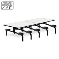 Mesa p/ Refeitório Fixo 10 Lugares MDP BRANCO DE 25 MM 50046 CADEIRAS RENOVA