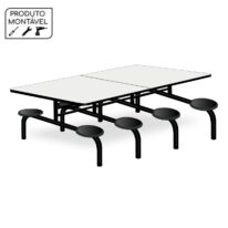 Mesa para Refeitório 8 Lugares MDP Branco de 25 mm FIXO – 50045 CADEIRAS RENOVA