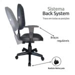 Cadeira Diretorzinha Back System Costurado C/ Braços Reguláveis – Cor Preto 32996 CADEIRAS RENOVA 9