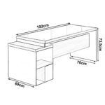 Mesa PEDESTAL RETA C/ VIDRO (03 Gav.) – 1,92X0,70m NOGAL SEVILHA/PRETO – 21399 CADEIRAS RENOVA 8