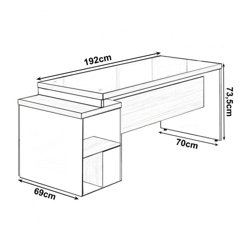 Mesa PEDESTAL RETA C/ VIDRO (03 Gav.) – 1,92X0,70m NOGAL SEVILHA/PRETO – 21399 CADEIRAS RENOVA 4