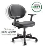 Cadeira Executiva PLUS LISA BACK SYSTEM c/ Braços Reguláveis – COR PRETO 32968 CADEIRAS RENOVA 9