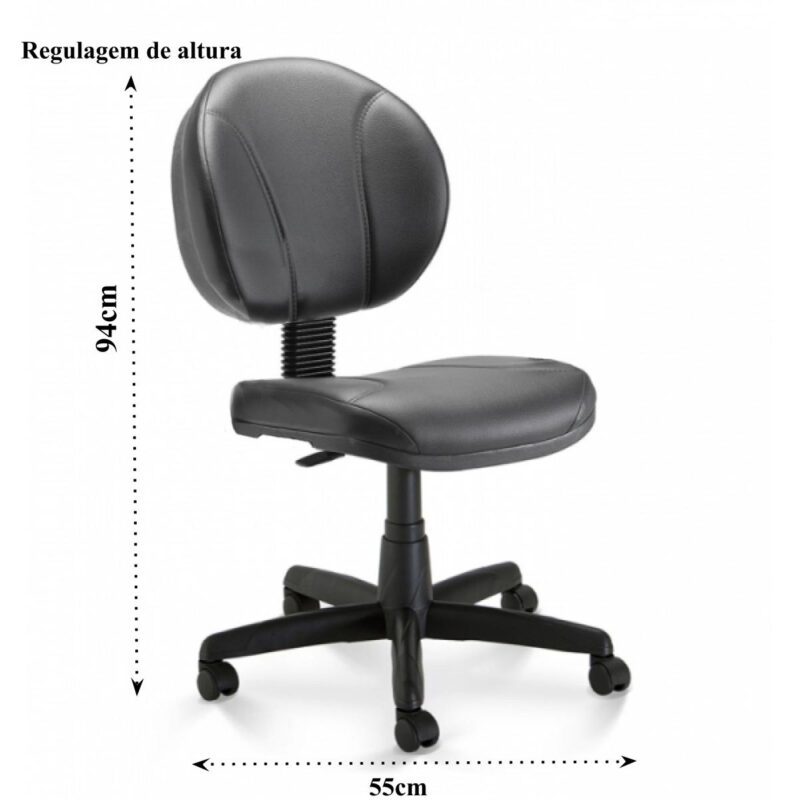 Cadeira Executiva PLUS COSTURADA s/ Braços – CORINO – COR PRETO 32979 CADEIRAS RENOVA 4