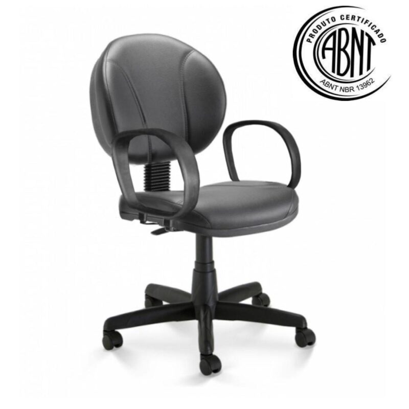 Cadeira Executiva PLUS COSTURADA c/ Braço Corsa – CORINO – COR PRETO – 32978 CADEIRAS RENOVA 3