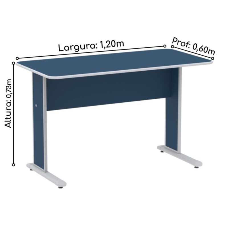 Mesa Escritório 1,20×0,60m s/ Gavetas – Cor Azul 44084 CADEIRAS RENOVA 3