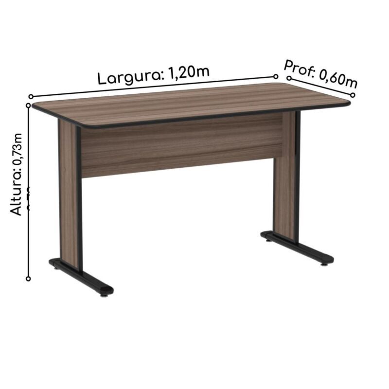 Mesa Escritório 1,20×0,60m s/ gavetas – Cor Walnut 44095 CADEIRAS RENOVA 3