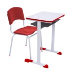 Kit Escolar Individual VERMELHO – (Mesa e Cadeira) – ADULTO – MADEIRA – COR VERMELHO – 40096 CADEIRAS RENOVA 6