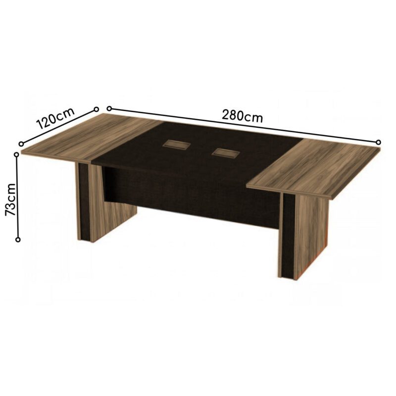 Mesa de Reunião Diretoria – 2,80X1,20m NOGAL SEVILHA/PRETO – 22013 CADEIRAS RENOVA 5