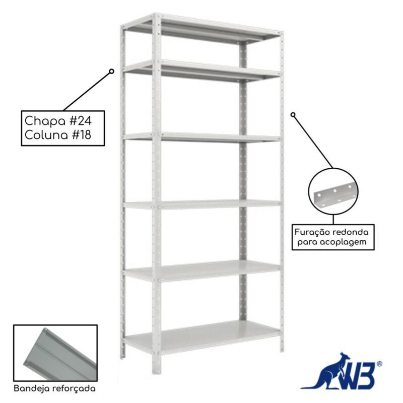 Estante de Aço com 06 Bandejas 40 cm (26/20) – 1,98×0,92×0,40m – SA – 16013 CADEIRAS RENOVA 4