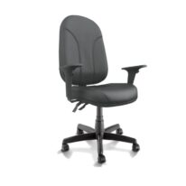 Cadeira Presidente PLUS BACK SYSTEM Baixa Costurada c/ Braços Reguláveis – Corino Preto 32974 CADEIRAS RENOVA