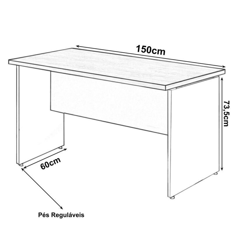 Mesa Escritório 1,50×0,60m – S/ Gavetas MARSALA / PRETO – 23472 CADEIRAS RENOVA 3