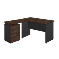 Mesa Escritório em “L” c/ Gaveteiro 1,50×1,50m MARSALA/PRETO – 23480 CADEIRAS RENOVA