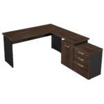 Mesa Escritório em “L” – 1,50×1,50m (Extensível) – com Armário Misto (03 Gav.) MARSALA/PRETO – 23482 CADEIRAS RENOVA 7