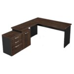 Mesa Escritório em “L” – 1,50×1,50m (Extensível) – com Armário Misto (03 Gav.) MARSALA/PRETO – 23482 CADEIRAS RENOVA 8