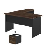 Mesa em “L” (Mesa 1,50m + Mesa Auxiliar) – C/ 02 GAVETAS MARSALA / PRETO – 23477 CADEIRAS RENOVA 7