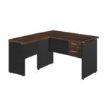 Mesa em “L” (Mesa 1,50m + Mesa Auxiliar) – C/ 02 GAVETAS MARSALA / PRETO – 23477 CADEIRAS RENOVA 8