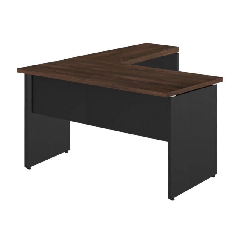 Mesa em “L” (Mesa 1,70m + Mesa Auxiliar) c/ 02 Gavetas – – Marsala / Preto – 23479 CADEIRAS RENOVA 2