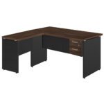 Mesa em “L” (Mesa 1,70m + Mesa Auxiliar) c/ 02 Gavetas – – Marsala / Preto – 23479 CADEIRAS RENOVA 9