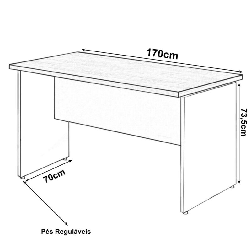 Mesa Escritório 1,70×0,60m – C/ 02 Gavetas MARSALA / PRETO – 23475 CADEIRAS RENOVA 3