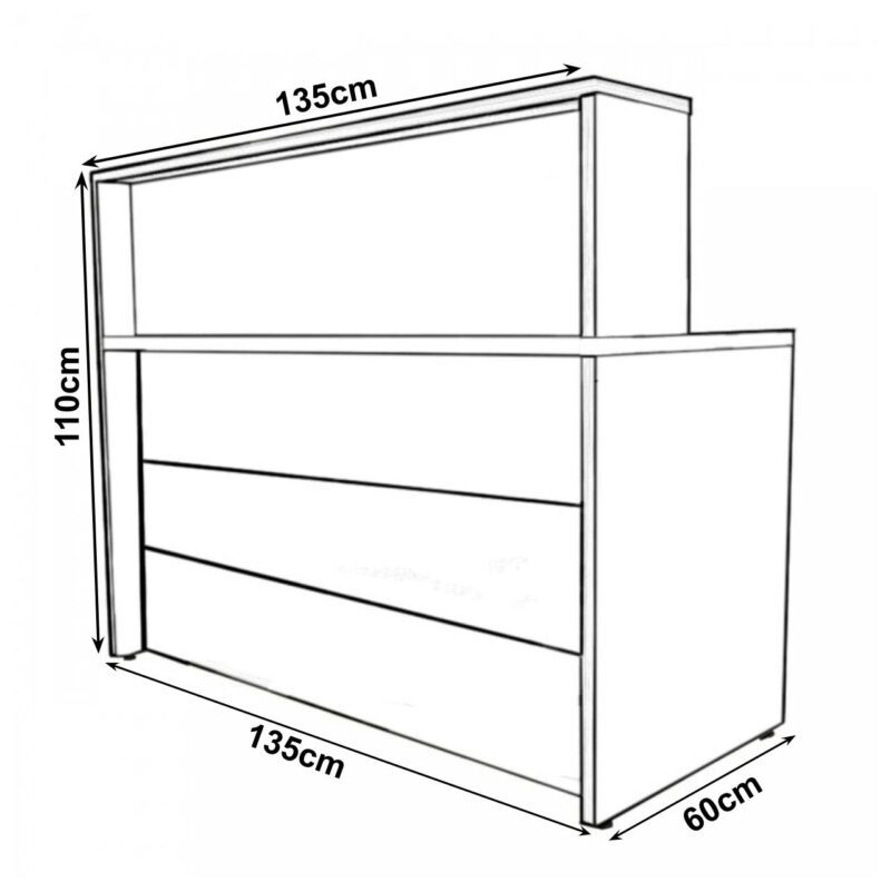 Balcão de Atendimento 1.35×1,13×0,60m – C/ Gavetas MARSALA/PRETO – 63084 CADEIRAS RENOVA 4