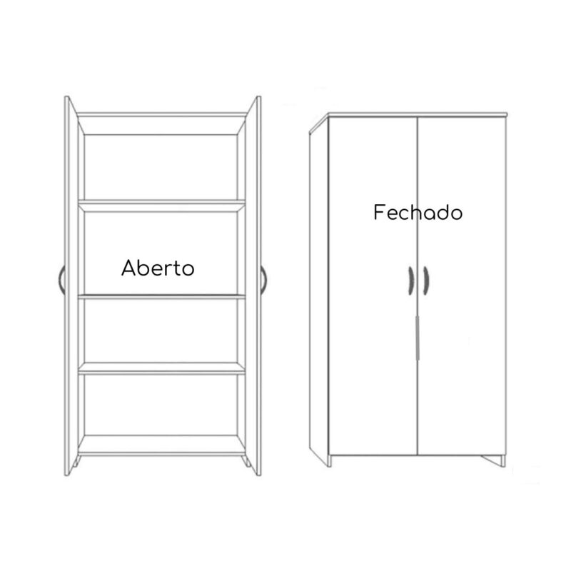 Armário Alto Fechado com 02 Portas – 1,59X0,80X0,42m CINZA/CINZA – 21209 CADEIRAS RENOVA 4