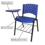 Cadeira Universitária PRANCHETA PLÁSTICA com Porta Livros – Cor Azul 32019 CADEIRAS RENOVA 7