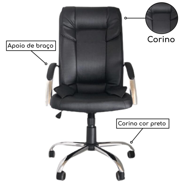 Cadeira Presidente MIDHAS Giratória – ENJOY – Cor Preto – 32963 CADEIRAS RENOVA 4