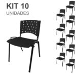 Kit 10 Cadeiras Plásticas 04 pés – COR PRETO – 24001 CADEIRAS RENOVA 6