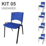 Kit 05 Cadeiras Plásticas 04 pés – COR AZUL – 24002 CADEIRAS RENOVA 6