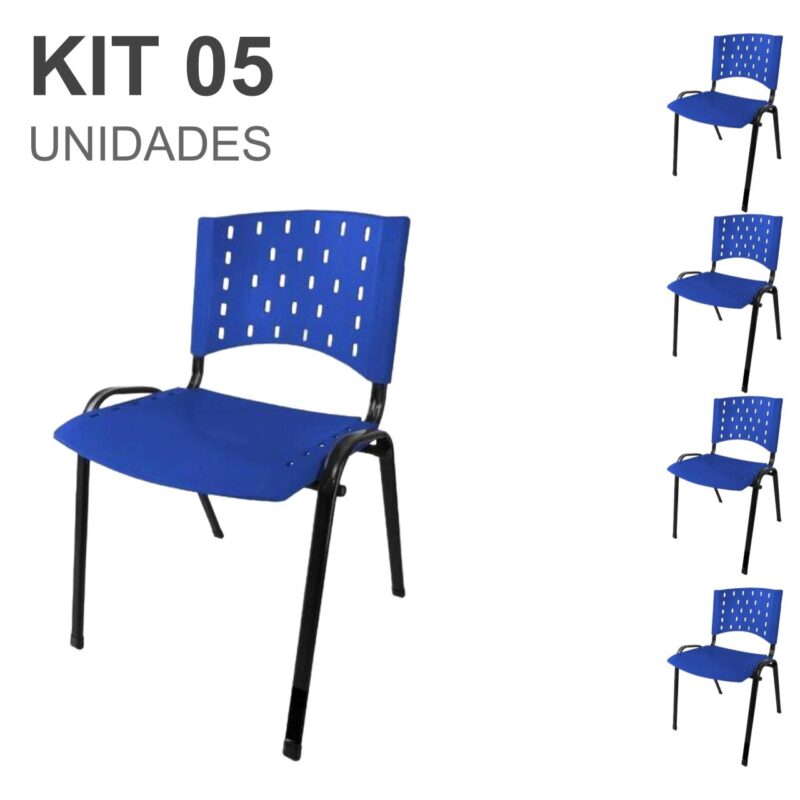 Kit 05 Cadeiras Plásticas 04 pés – COR AZUL – 24002 CADEIRAS RENOVA 2