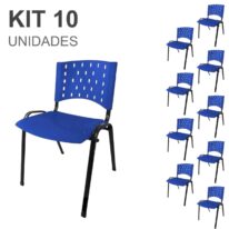 Kit 10 Cadeiras Plásticas 04 pés – COR AZUL – 24003 CADEIRAS RENOVA