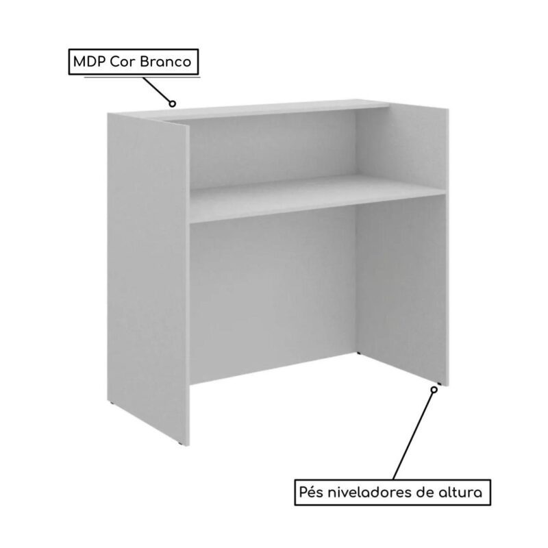 Balcão de Atendimento 0,90×0,60m – S/ Gavetas Cor Branco – 63095 CADEIRAS RENOVA 3