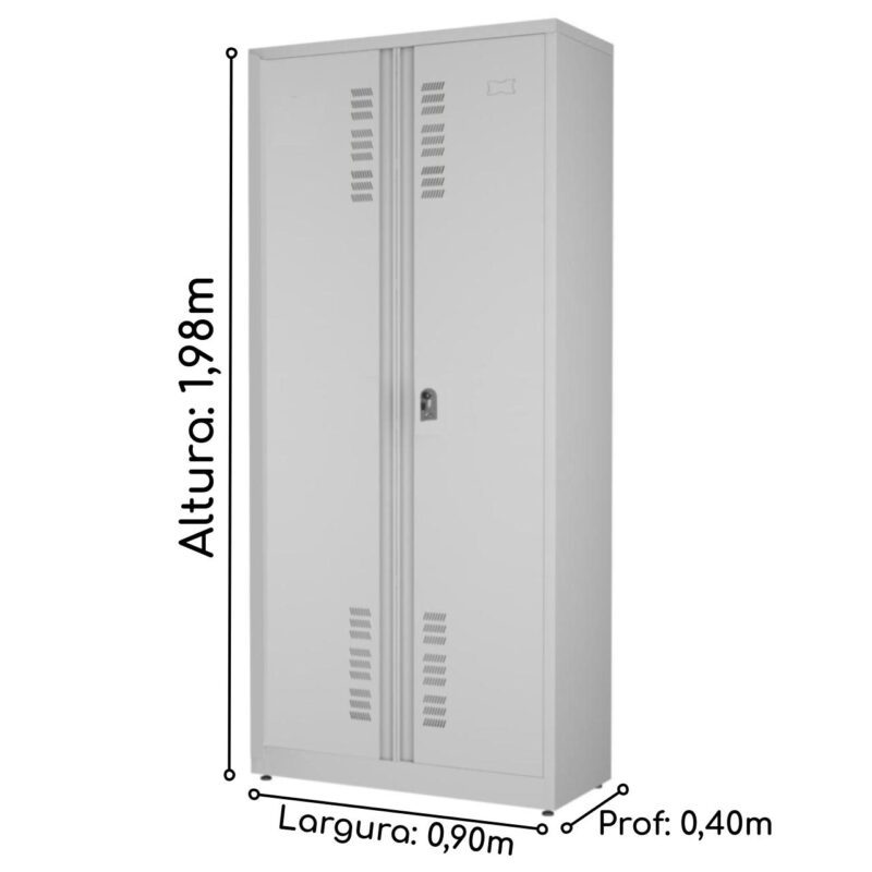 Armário de Aço PA-90 – 1,98×0,90×0,40m – CHAPA #26 CZ/CZ – W3 – 17004 CADEIRAS RENOVA 4