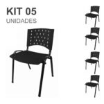 Kit 05 Cadeiras Plásticas 04 pés – COR PRETO – 24000 CADEIRAS RENOVA 6