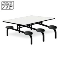 Mesa p/ Refeitório Fixo 06 Lugares MDP BRANCO DE 25 MM 50050 CADEIRAS RENOVA