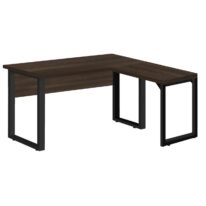 Mesa em L com PÉ QUADRO (Mesa 1,70m + Mesa Auxiliar) – S/ Gavetas MARSALA/PRETO – 25478 CADEIRAS RENOVA