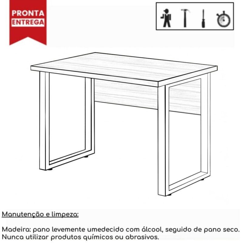 Mesa Escritório PÉ QUADRO – 1,20×0,60m – S/ Gavetas – MARSALA/PRETO – 25469 CADEIRAS RENOVA 4