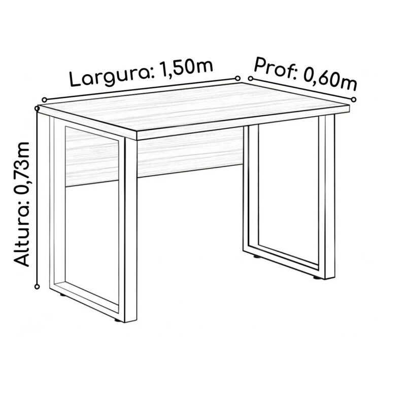 Mesa Escritório PÉ QUADRO 1,50×0,60m – C/ Gavetas – NOGAL SEVILHA/PRETO – 24473 CADEIRAS RENOVA 4