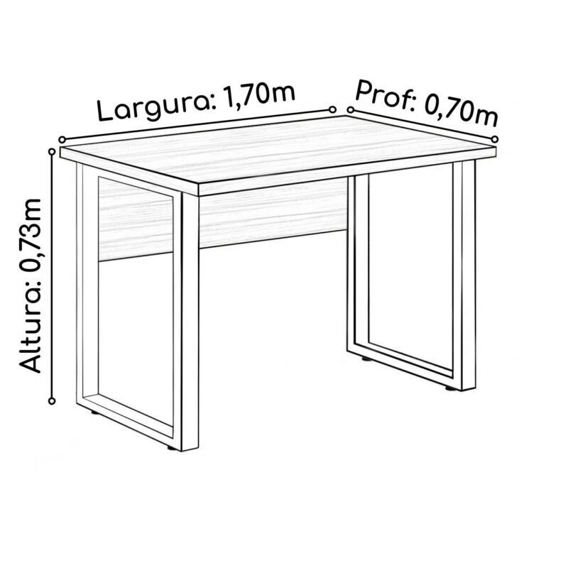 Mesa Escritório PÉ QUADRO 1,70×0,70m -S/ Gavetas – NOGAL SEVILHA/PRETO – 24474 CADEIRAS RENOVA 5