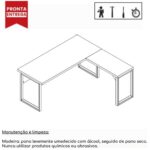 Mesa em L PÉ QUADRO (Mesa 1,70m + Mesa Auxiliar) – S/ Gavetas NOGAL SEVILHA/PRETO – 24478 CADEIRAS RENOVA 7