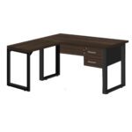 Mesa em L com PÉ QUADRO – (Mesa 1,70m + Mesa Auxiliar) – C/ Gavetas MARSALA/PRETO – 25479 CADEIRAS RENOVA 8