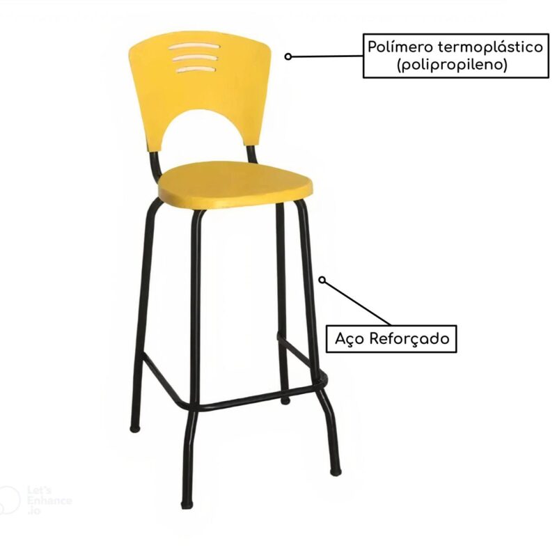 Banqueta Fixa Alta Piacere – Cor Amarelo – 34105 CADEIRAS RENOVA 3