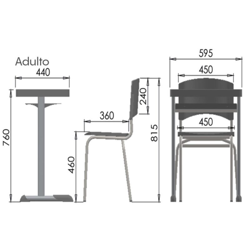 Kit Escolar Individual AMARELO – (Mesa e Cadeira) – ADULTO – – COR AMARELO – 40083 CADEIRAS RENOVA 5