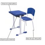 Kit Escolar Individual AZUL – (Mesa e Cadeira) – ADULTO – – COR AZUL – 40081 CADEIRAS RENOVA 8